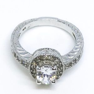 14K White Gold On Sterling Silver Oval Ring